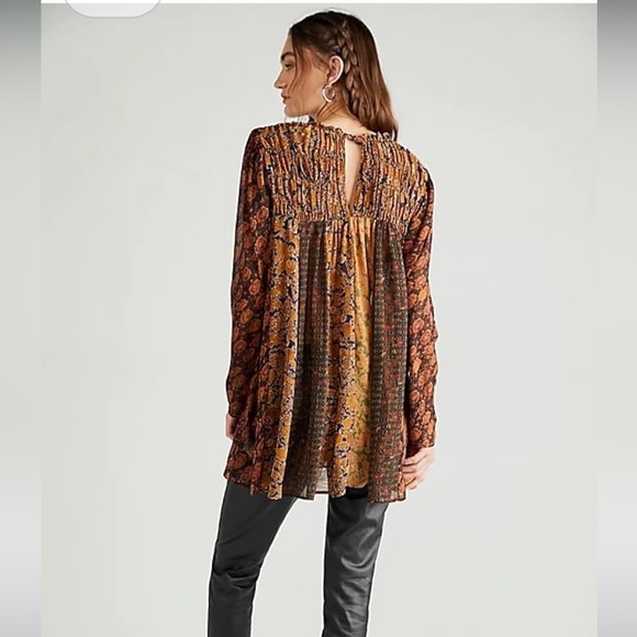 Free People Merrie Mix Print Tunic Top size XS - Picture 7 of 7